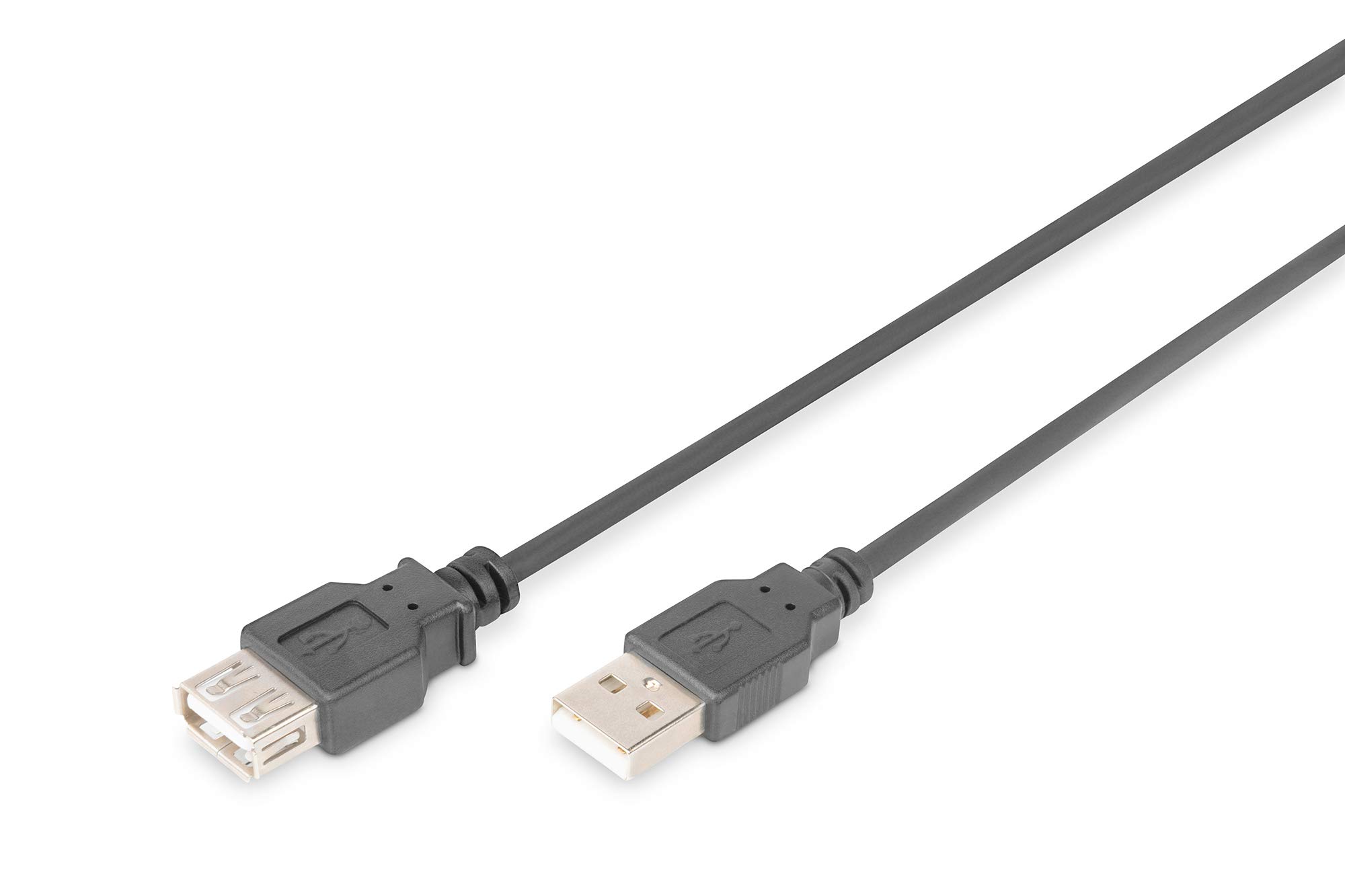 DIGITUS USB 2.0 Extension Cable - 1.8m (6ft) Male to Female High-Speed 480Mbps Data Transfer - Black USB Connection Cable for PC, Laptop, Printer & Home Office Use
