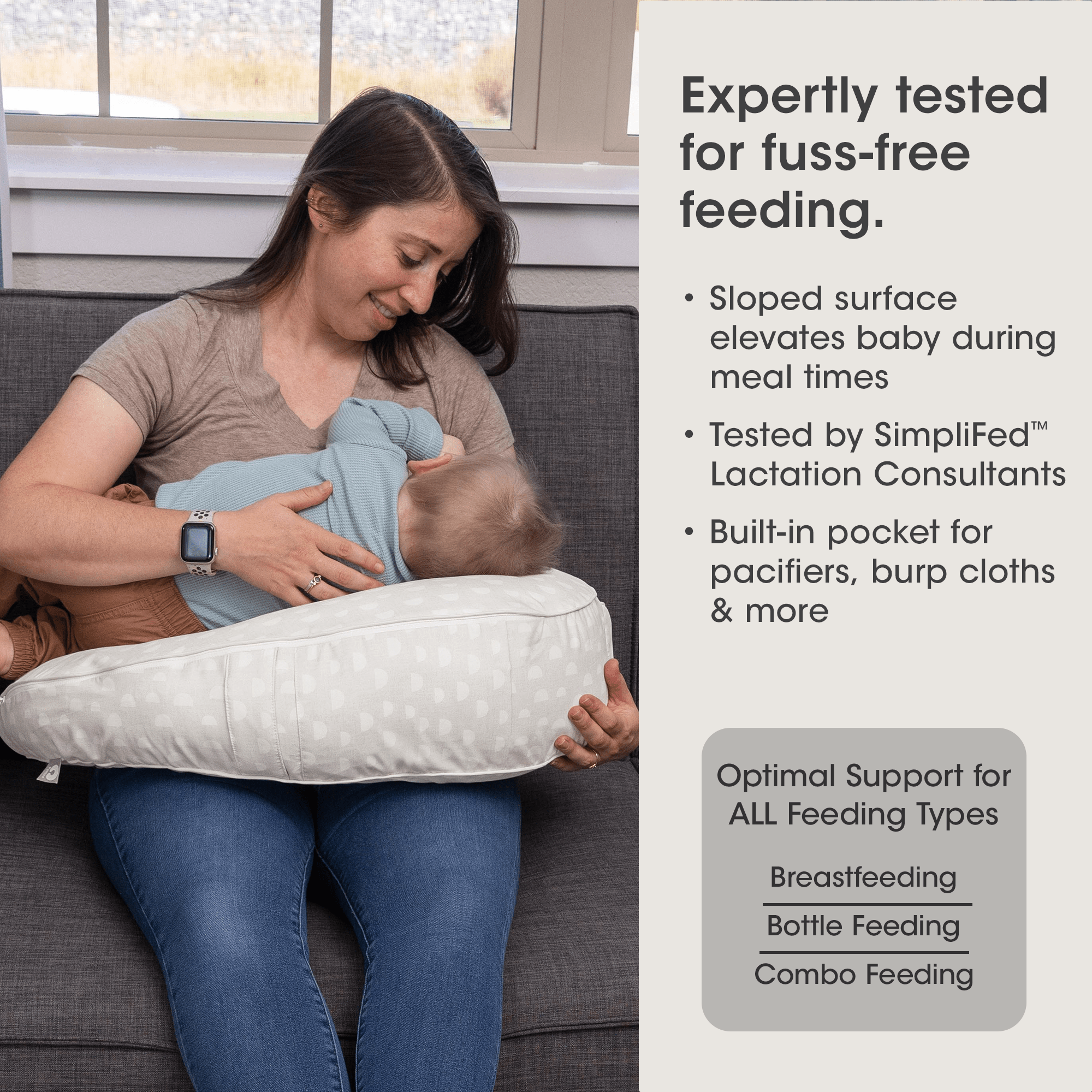 Boppy Uplift™ Nursing Pillow - Comfortable Breastfeeding Support for New Moms - Perfect for Nursing, Bottle Feeding & Tummy Time