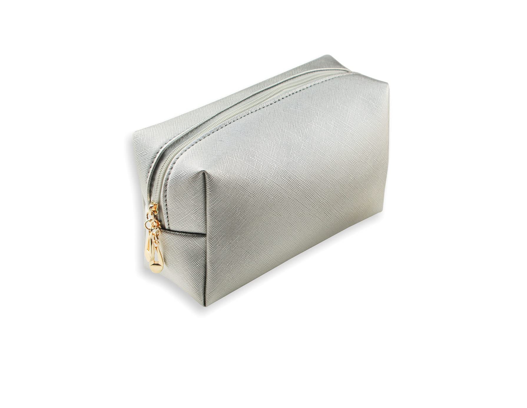 Waterproof Travel Makeup Bag for Women - Portable Cosmetic Pouch & Toiletry Organizer (Silver) | Perfect for Carry-On Essentials, Gym, Vacation & Daily Use