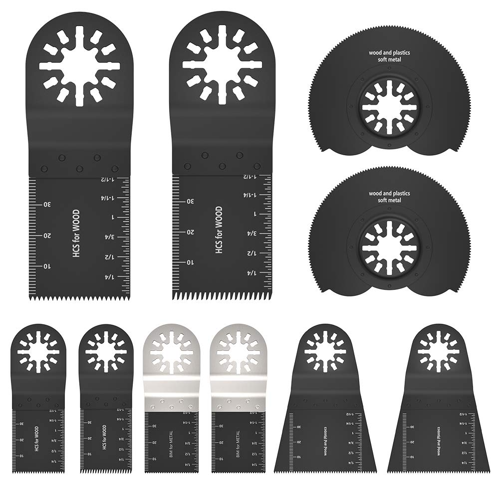 10-Piece Oscillating Multi-Tool Saw Blades Kit - Universal Fit for Fein, Bosch, Einhell & More - Durable 18/10 Steel Blades - Perfect for Wood Cutting, Drywall, PVC & DIY Home Renovation Projects