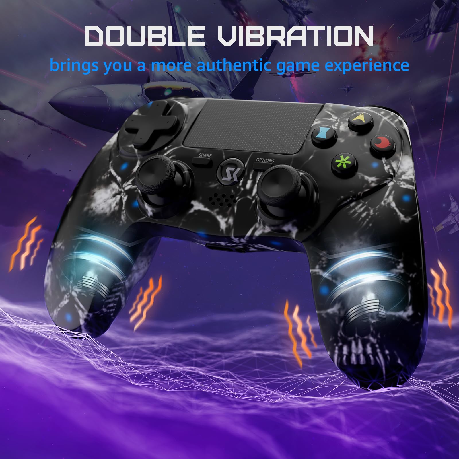 ISHAKO Wireless PS4 Controller 2 Pack - Compatible with Sony PlayStation 4, PS4 Slim & PS4 Pro - Dual Shock Gamepad with Vibration, Motion Sensor, Built-in Speaker, Touch Pad & 800mAh Battery - Perfect for Gaming, Streaming & Multiplayer Sessions