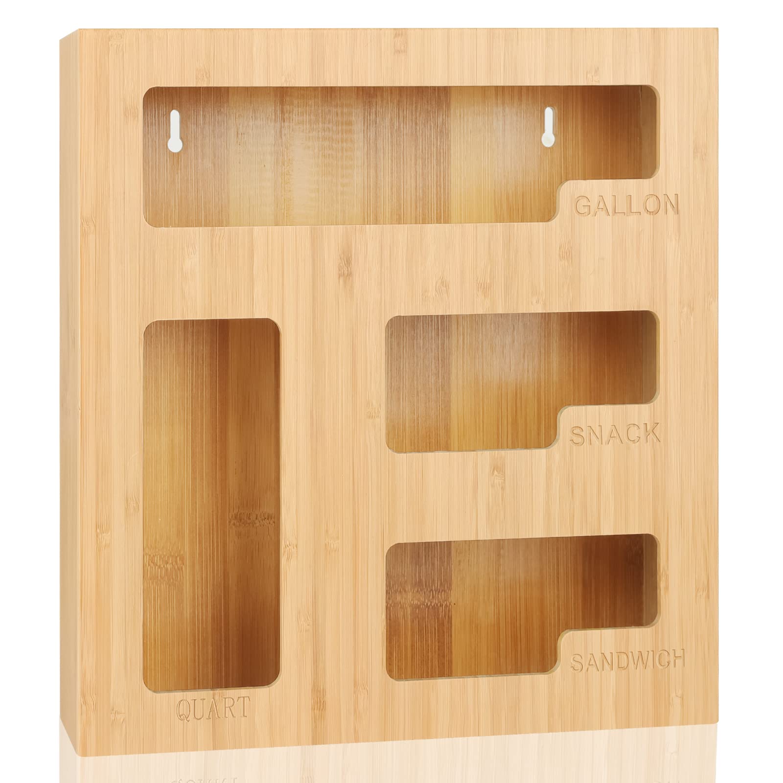 Bamboo Drawer Organizer for Ziplock Bags - Food Storage & Snack Bag Holder for Gallon, Sandwich, Quart Sizes | Fits Ziploc, Glad, Hefty, Solimo Brands | Perfect for Kitchen, Pantry & Office Organization