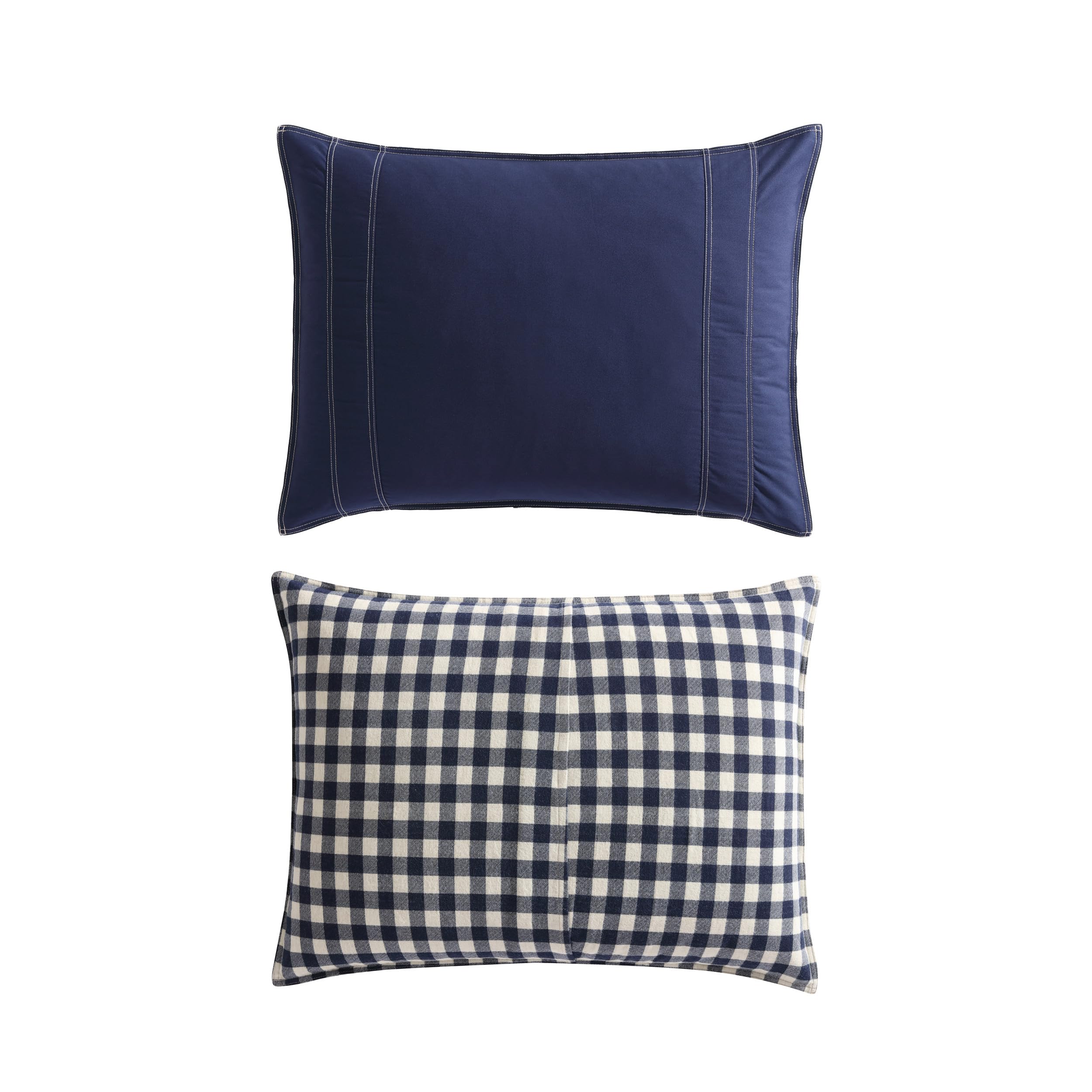 Eddie Bauer Reversible Queen Comforter Set - 100% Cotton Bedding with Matching Shams, Pre-Washed for Ultra Softness (Kingston Navy) | Cozy Home Decor for Bedroom & Guest Room