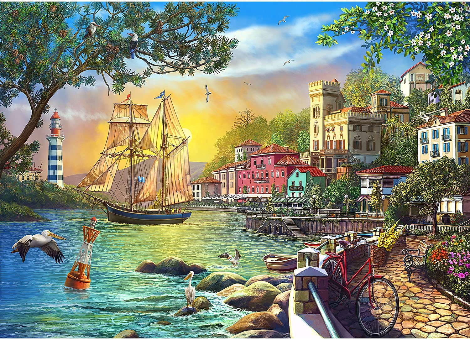 1000-Piece Wooden Jigsaw Puzzle - City Embankment Sunset Landscape | Challenging Adult Puzzle Game | Perfect Christmas & Birthday Gift | Home Decor & Family Game Night Activity