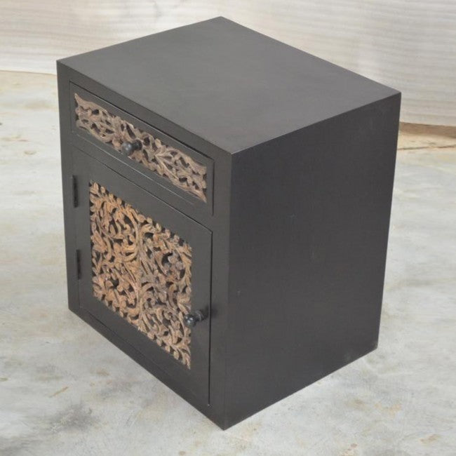 Exquisite Dynasty Carved Jali Panel Side Table - Handcrafted Wooden Accent Table for Living Room, Bedroom & Patio Decor - Traditional Indian Furniture for Home & Office Use