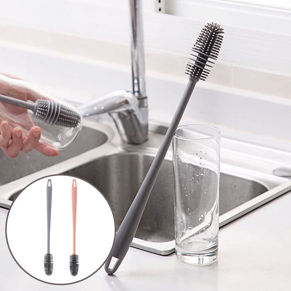 Nirency Silicone Bottle Cleaning Brush - Reusable Water Bottle Cleaner for Baby Feeding, Glass, Flasks & Travel Mugs - Long Handle Deep Cleaning Brush (Pack of 1) - Perfect for Home, Office & Outdoor Use