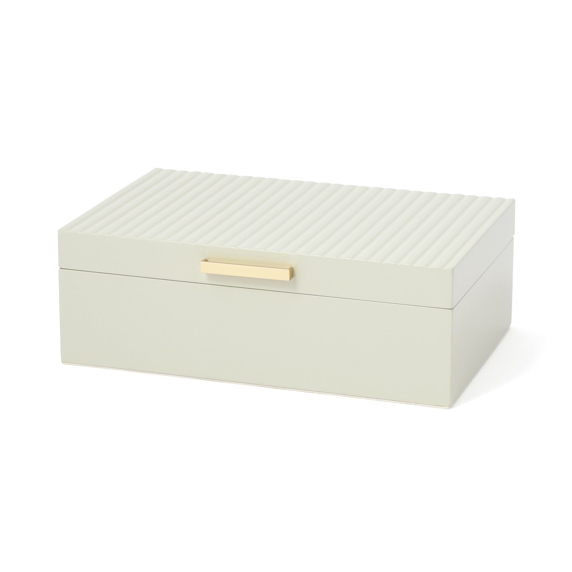 Elegant Large Grey Lacquer Stripe Jewelry Box - Perfect for Organizing Necklaces, Rings & Earrings - Ideal for Bedroom, Dresser & Travel
