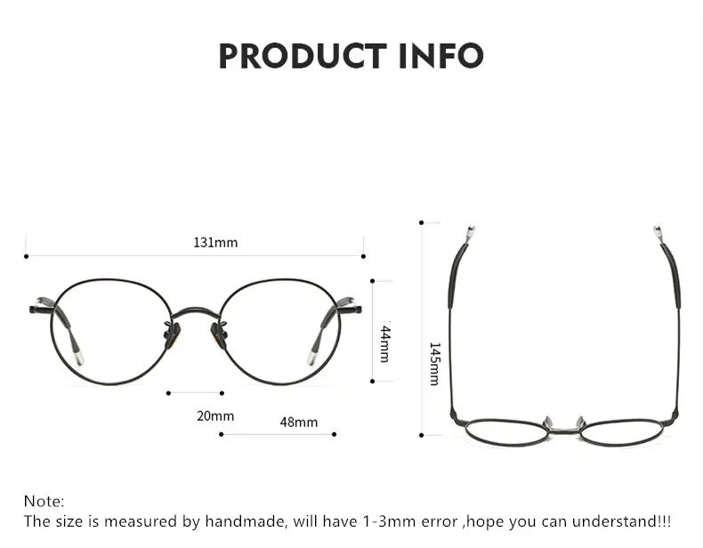 Aimee Unisex Full Rim Round Square Titanium Eyeglasses 14153 - Lightweight Durable Frame for Men & Women - Perfect for Reading, Work, and Everyday Use