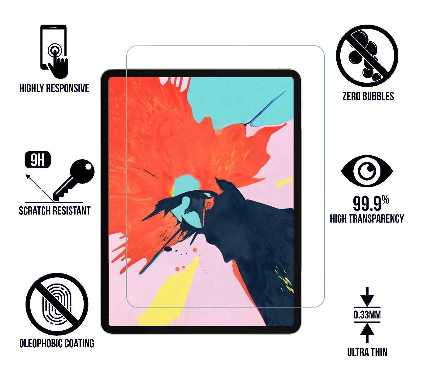 2 Pack Tempered Glass Screen Protector for iPad Air 3 (2019) & iPad Pro 10.5 (2017) - Ultra Clear, Anti-Scratch, Bubble-Free - Perfect for Work, Study & Entertainment