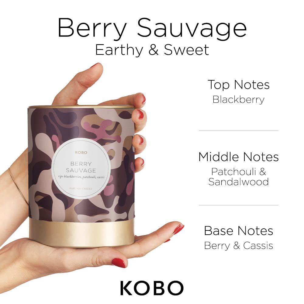 Berry Sauvage Soy Candle - 11oz Natural Scented Candle, Hand-Poured in USA | 100% Pure Soy Wax, 80-Hour Burn Time | Home Fragrance for Relaxation, Meditation & Romantic Ambiance