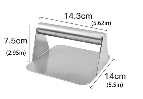 XBLDMJY 5.5 Inch Stainless Steel Burger Press - Square Patty Smasher for Flat-Top Grills & Griddles - Professional Grill Accessories for Perfect Homemade Burgers, Sandwiches & Paninis (Ideal for BBQ, Camping & Restaurant Use)