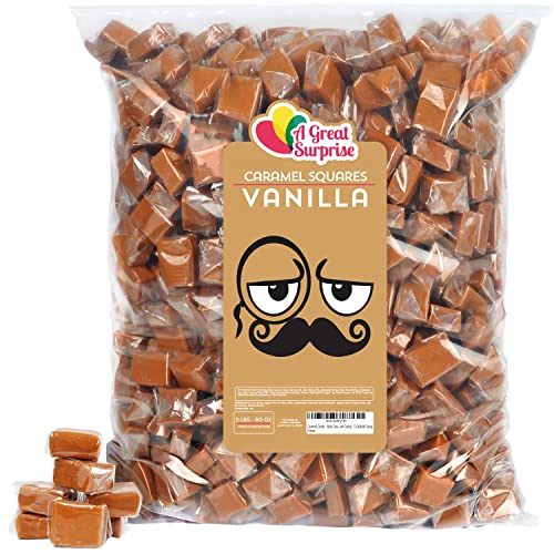 Bulk Caramel Candy - 5 LB Creamy Caramel Squares with Vanilla & Dulce De Leche Flavor - Perfect for Baking, Party Favors, and Holiday Treats
