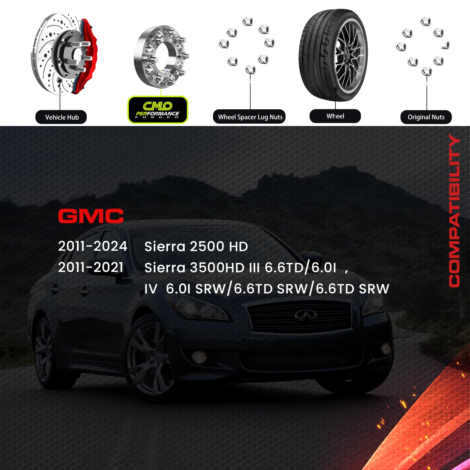Premium 8x180 Wheel Spacers (2-Pack, 2.5