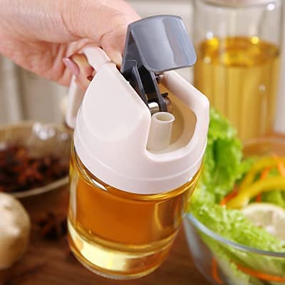 Premium Olive Oil Glass Bottle with Auto Flip Silicone Dispenser - 630ml Leak-Proof Kitchen Oil Dispenser with Non-Slip Handle & Automatic Cap - Perfect for Cooking, Baking, Salad Dressing & Countertop Storage