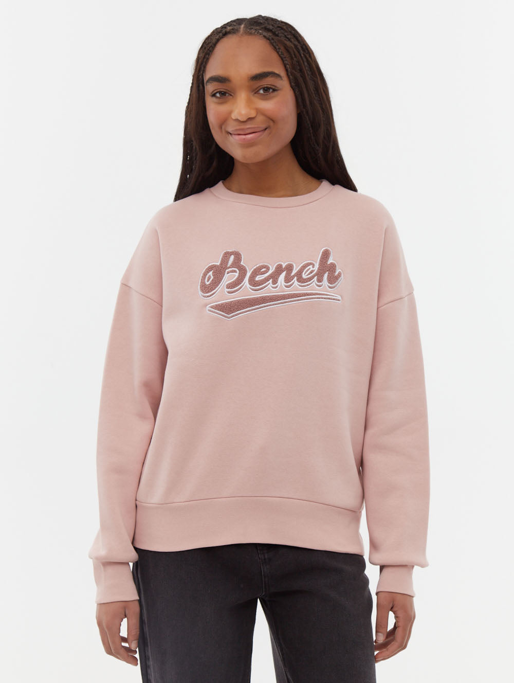 Steffi Retro Logo Crew Neck Sweatshirt - Vintage Style Cotton Pullover for Women | Casual Wear, Street Fashion & Lounge Comfort