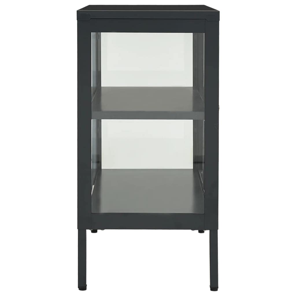 FAMIROSA Modern Steel Sideboard Cabinet - 2-Door Metal Storage with Adjustable Shelf, 27.6