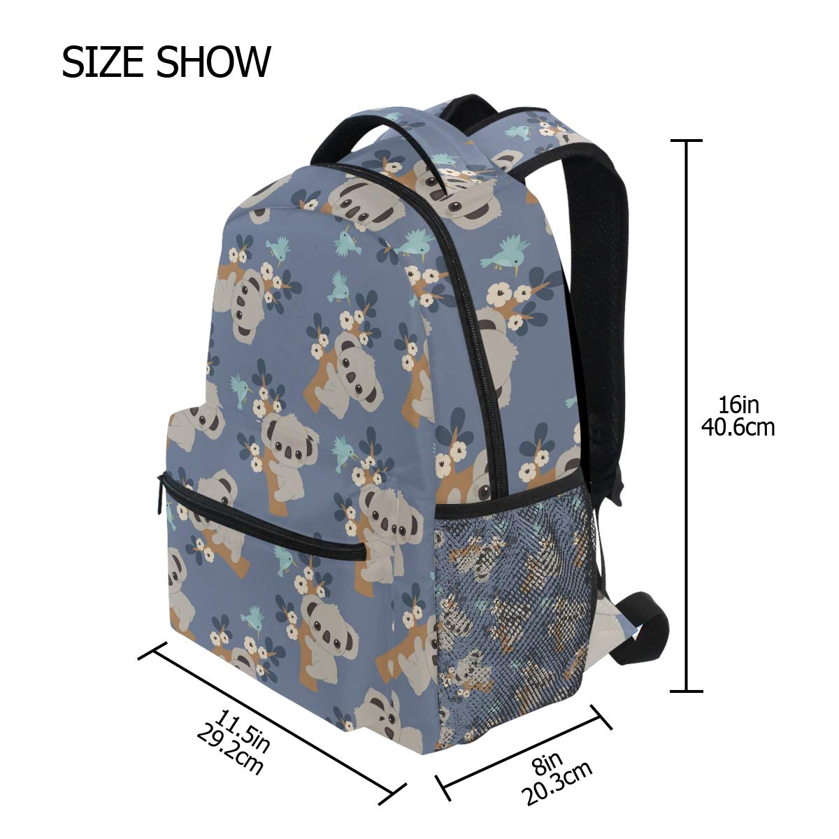 Senya Koala Floral School Backpack for Boys & Girls - Lightweight Bookbag with Multiple Pockets, Durable Travel Backpack for Students - Perfect for School, College, Hiking & Daily Use