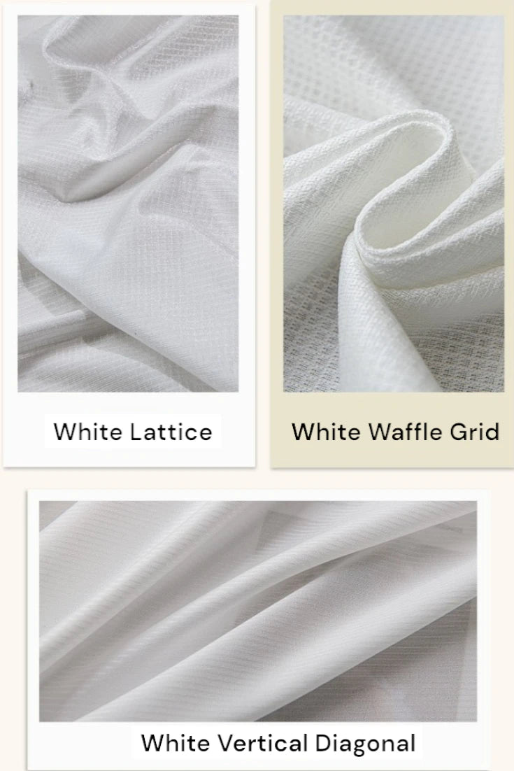 Shirley White Textured Semi-Sheer Custom Curtains - Elegant Window Treatments for Living Room, Bedroom & Home Decor