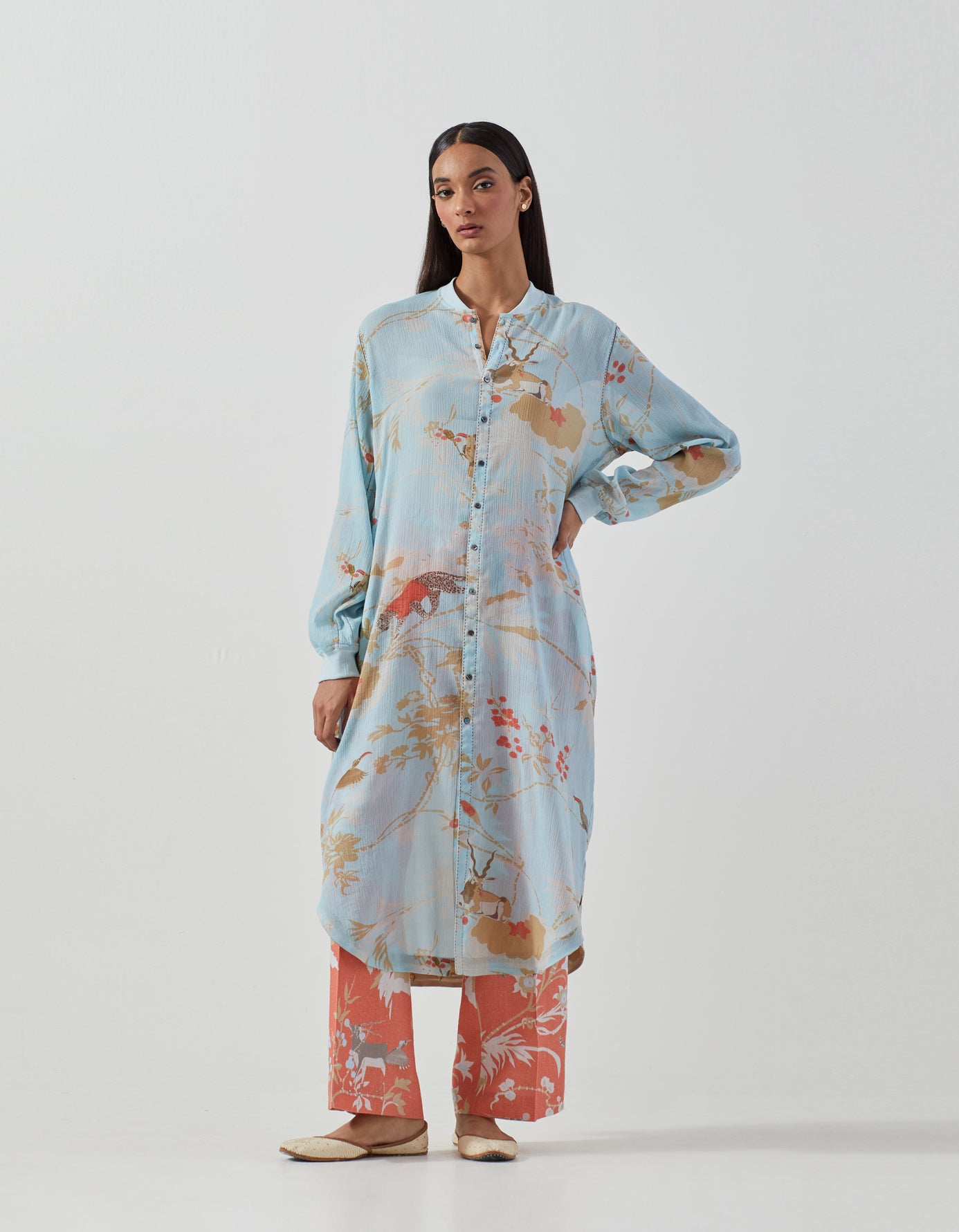 Sparsh Women's Cotton Crepe Dress in Ice Blue | Flowy Summer Dress for Casual Wear & Beach Outings