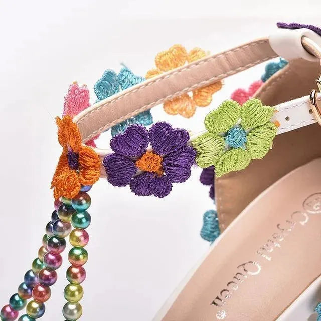Elegant String Bead Lace Wedding Shoes for Bride – Comfortable Heels for Church Ceremony, Outdoor Photos & Reception