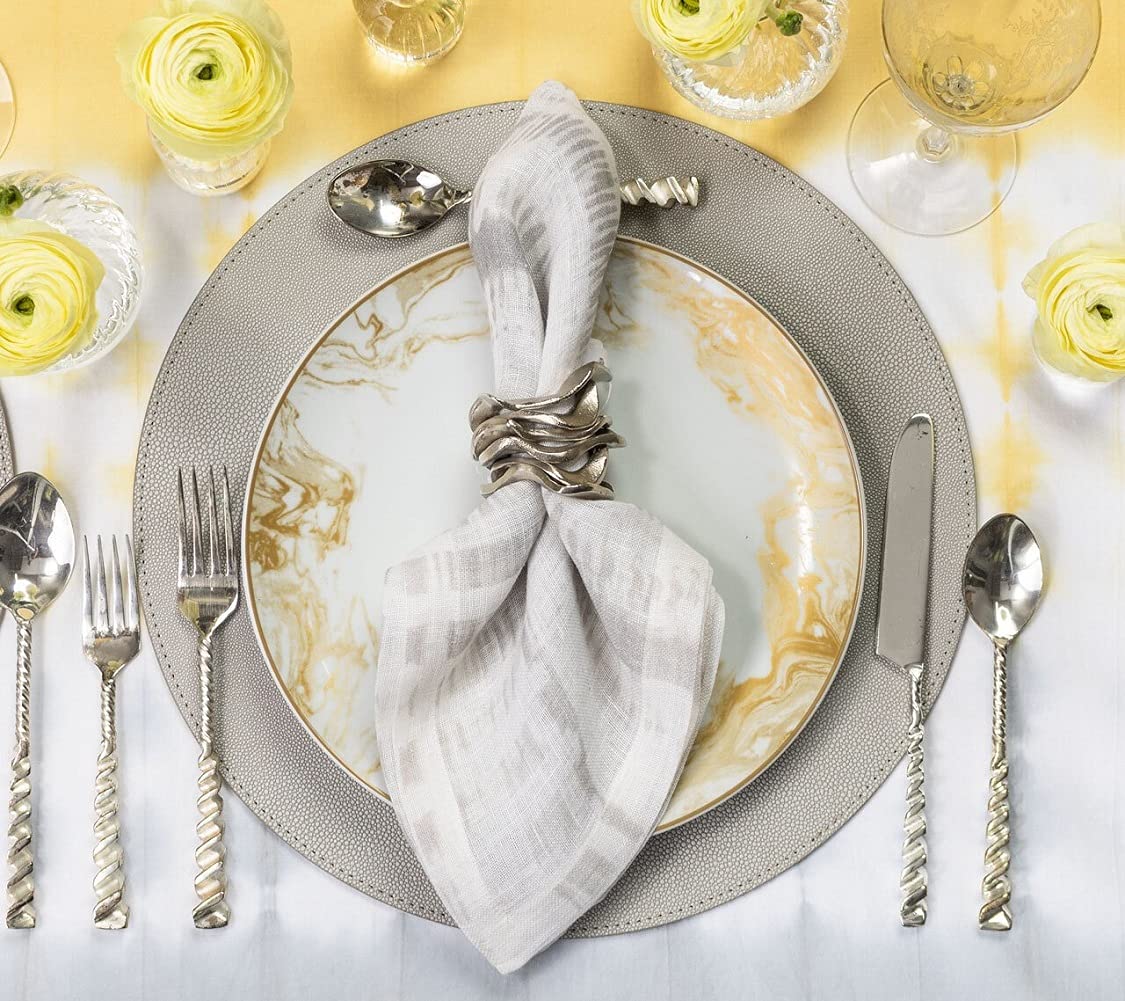 Kim Seybert Shagreen Placemats in Elephant - Set of 4 Luxury Textured Dining Mats for Formal Dinner Parties & Holiday Entertaining