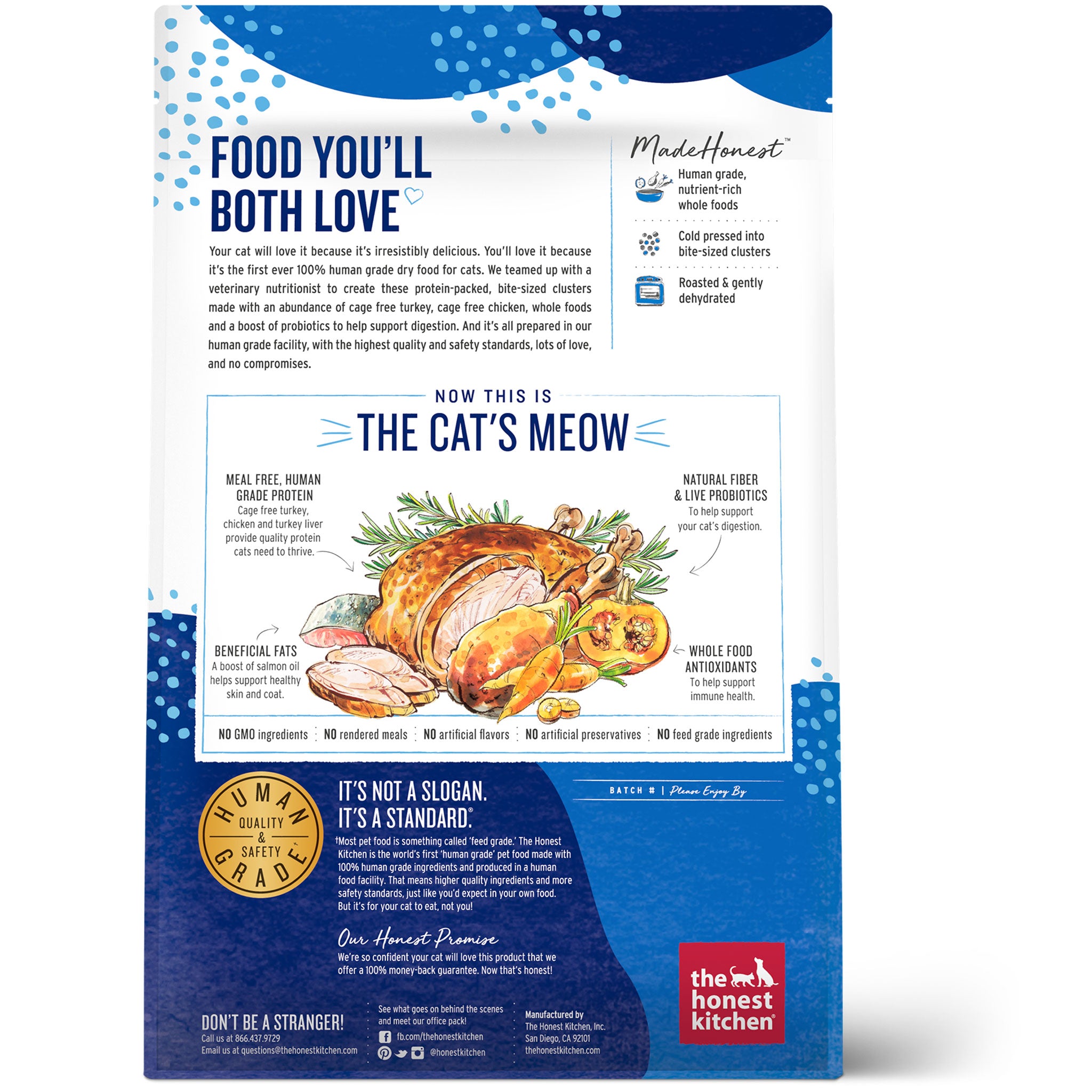 Grain-Free Turkey & Chicken Cat Food by Honest Kitchen - Healthy & Natural Dry Cat Food for Adult Cats - Perfect for Indoor & Outdoor Cats