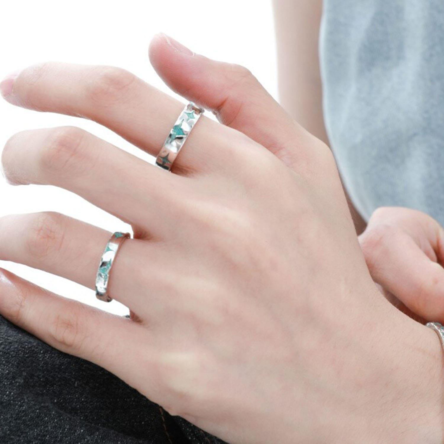 Starry Night Sterling Silver Adjustable Opening Ring for Women - Elegant Celestial Jewelry Gift for Her - Perfect for Everyday Wear, Date Nights & Special Occasions