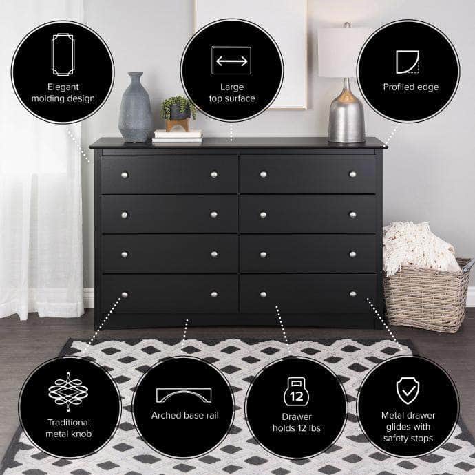 Sonoma 8 Drawer Dresser - 5 Color Options for Bedroom, Nursery & Closet Organization | Solid Wood Storage Cabinet with Smooth Gliding Drawers