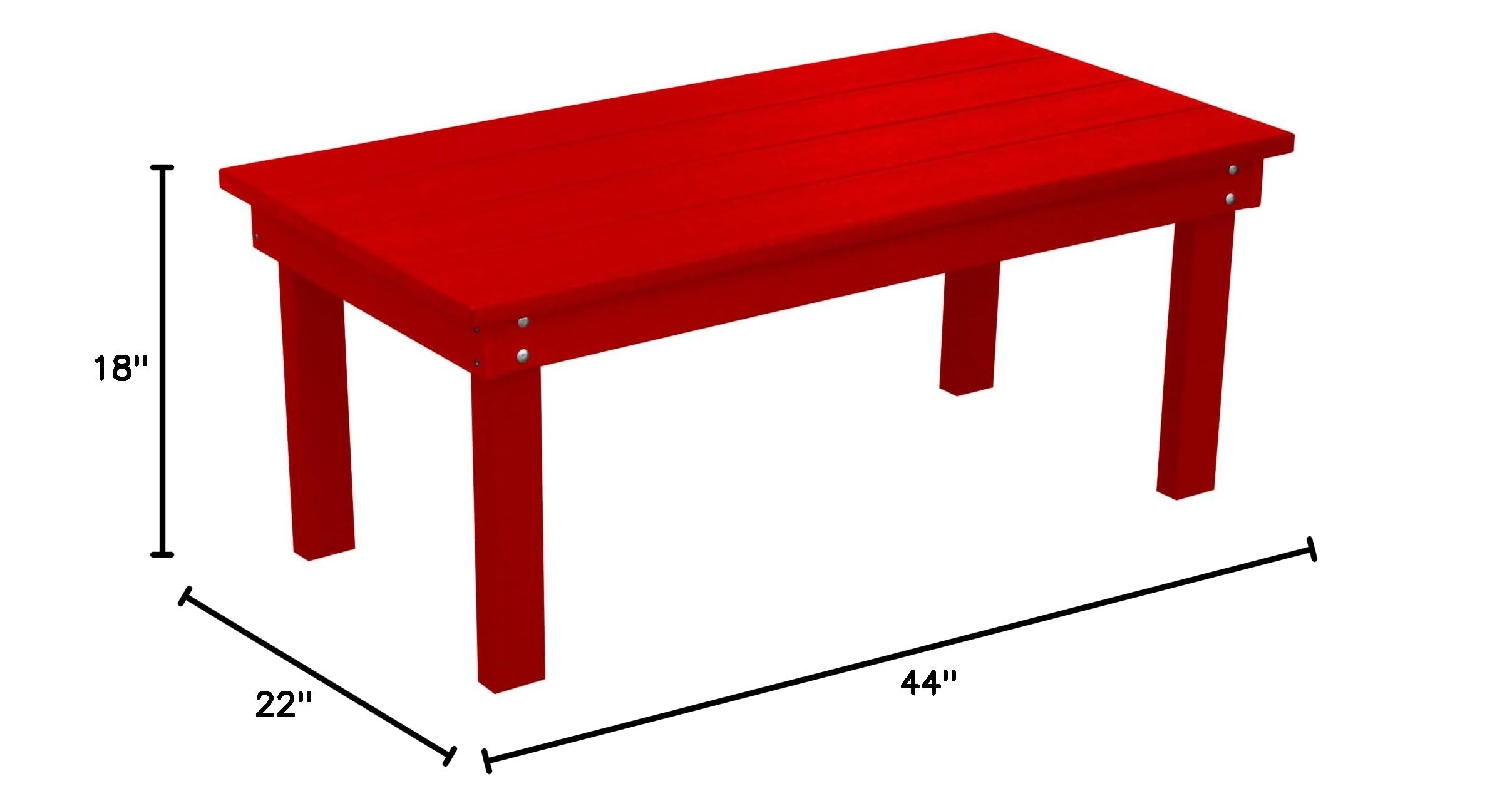 Furniture Barn USA Poly Hampton Coffee Table - Bright Red Modern Accent Table for Living Room, Lounge & Office Decor