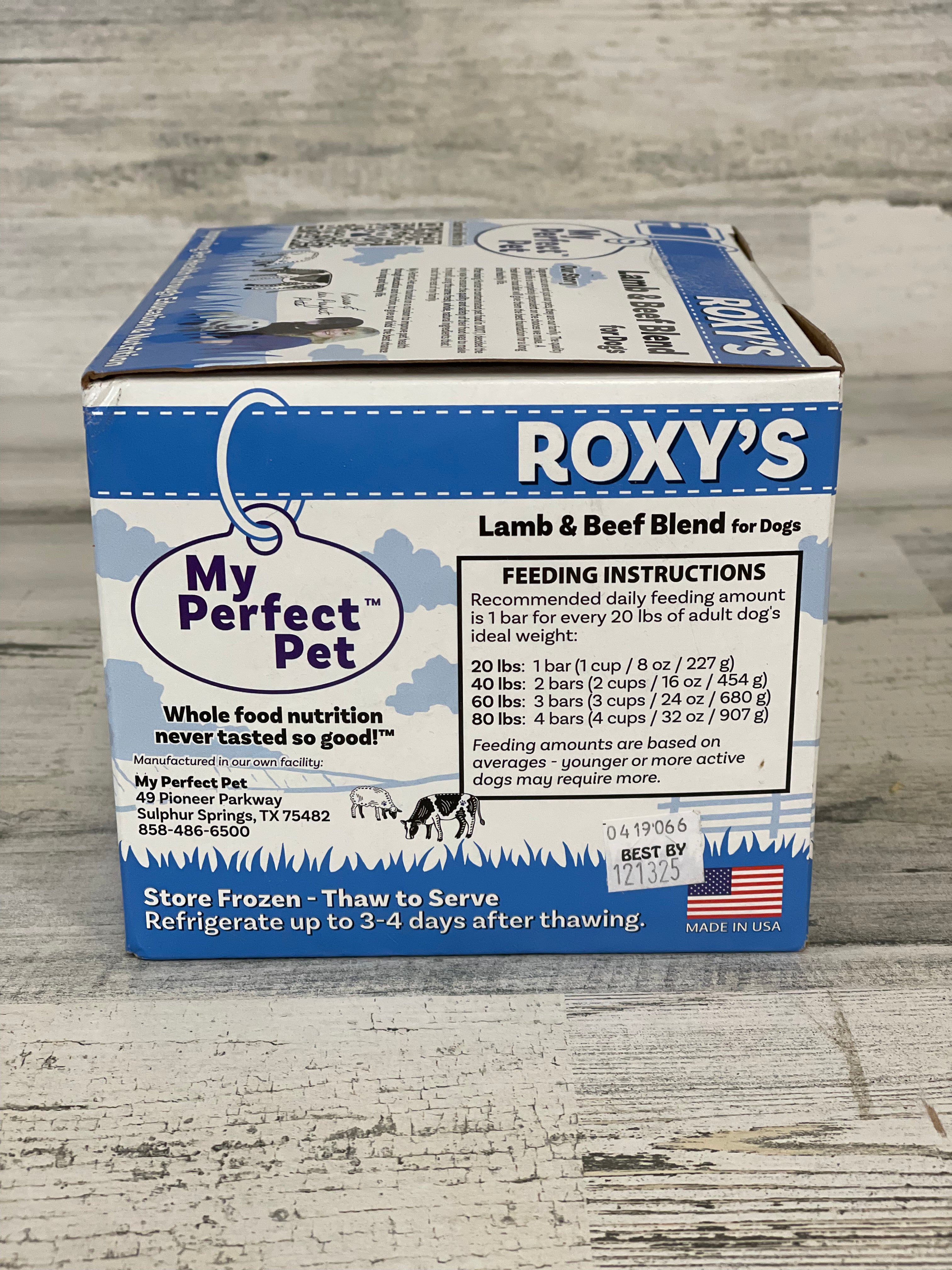 My Perfect Pet Frozen Roxy Lamb & Beef Dog Food - Grain-Free, High-Protein Raw Dog Food for All Breeds & Ages - Perfect for Meal Prep, Training Treats & Digestive Health