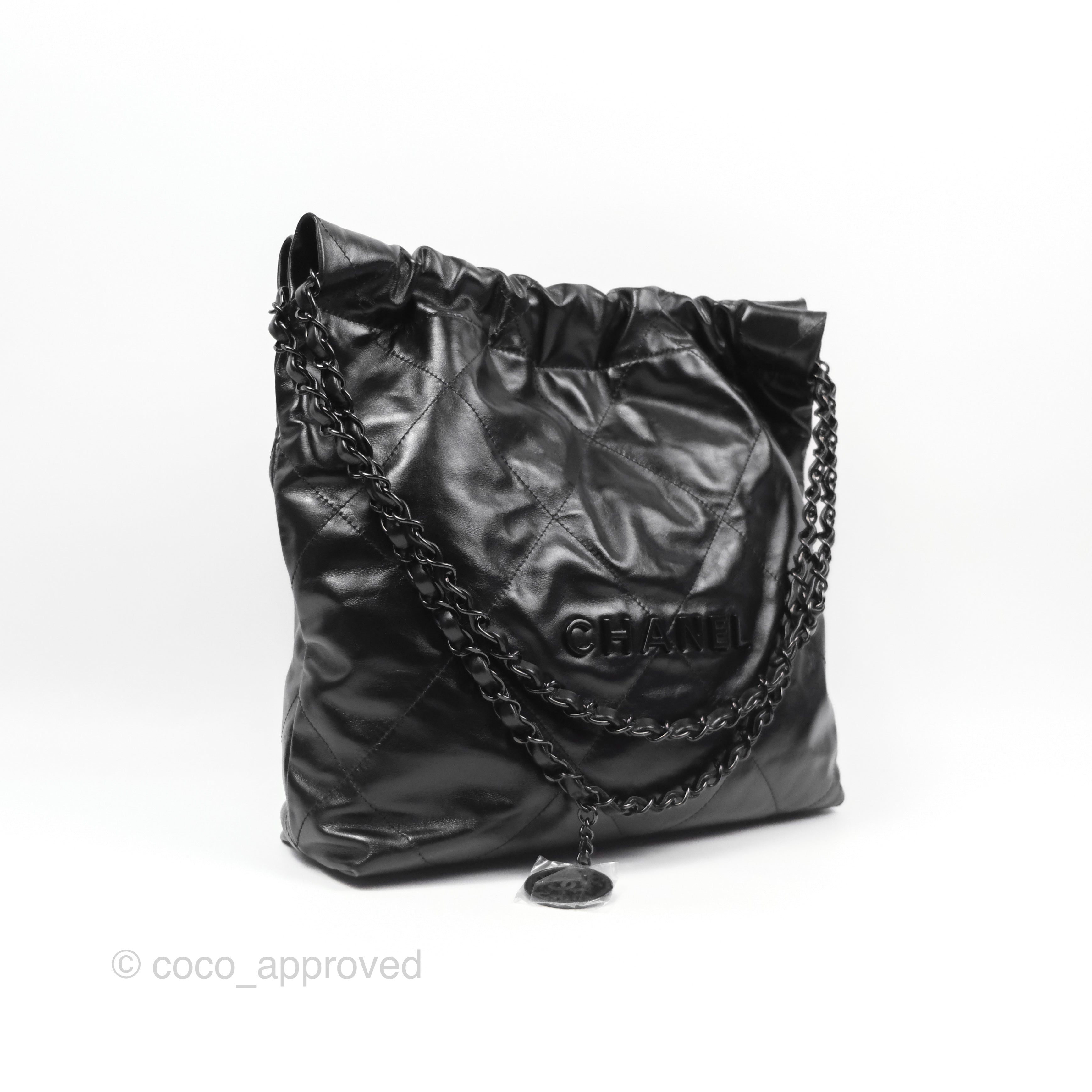 Chanel 22 Small Handbag Black Calfskin Leather with So Black Hardware - Luxury Crossbody Bag for Women, Perfect for Date Night & Evening Events
