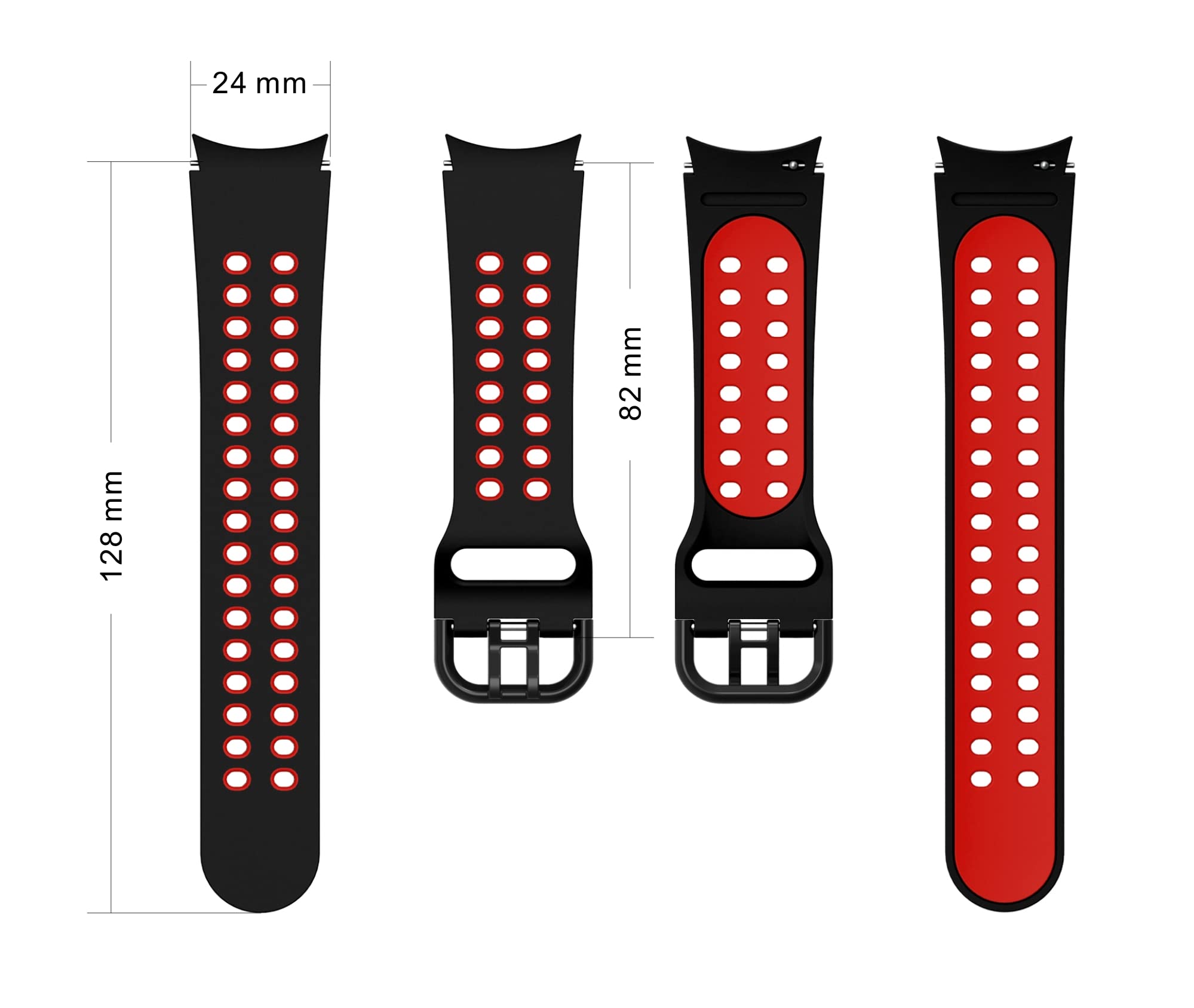 Premium Silicone Watch Band for Men - Quick Release Adjustable Sport Strap Compatible with Samsung Galaxy Watch 5/5 Pro/4/4 Classic/6 - 8 Pack Dual Color Bands for Gym, Running & Everyday Wear