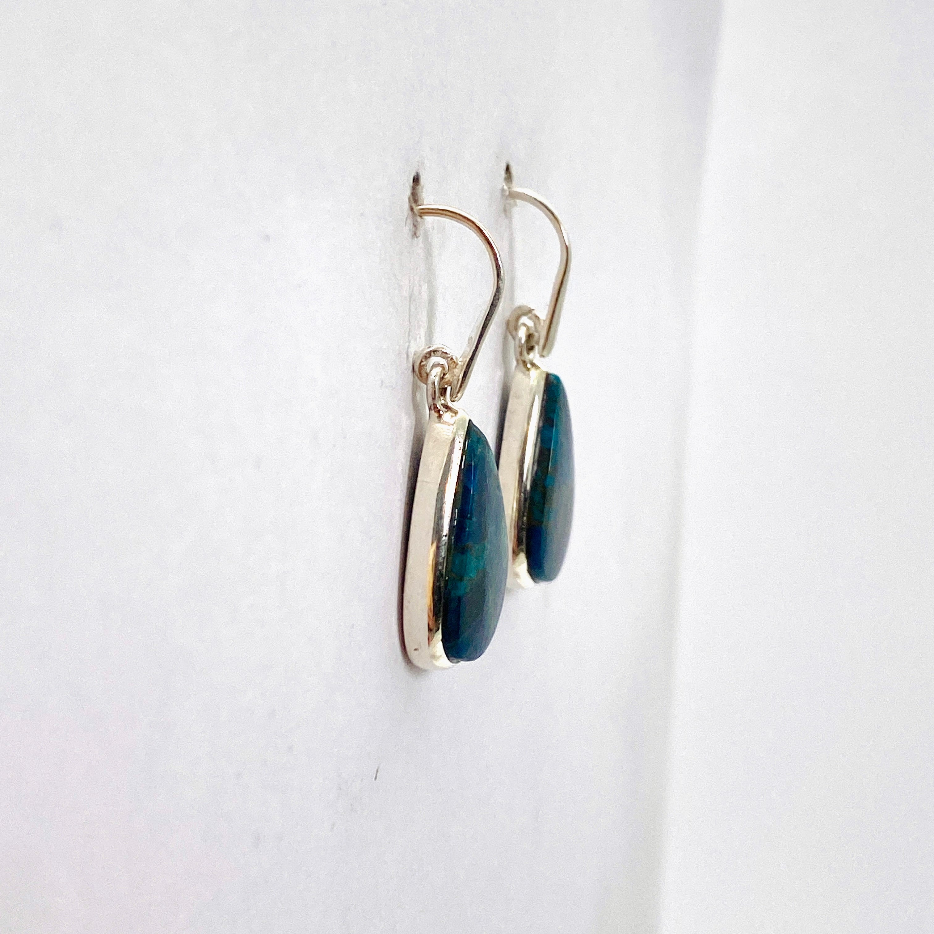 Shattuckite Teardrop Cabochon Earrings - Handmade Blue Gemstone Jewelry for Women | Perfect for Boho Style, Gift Giving & Special Occasions