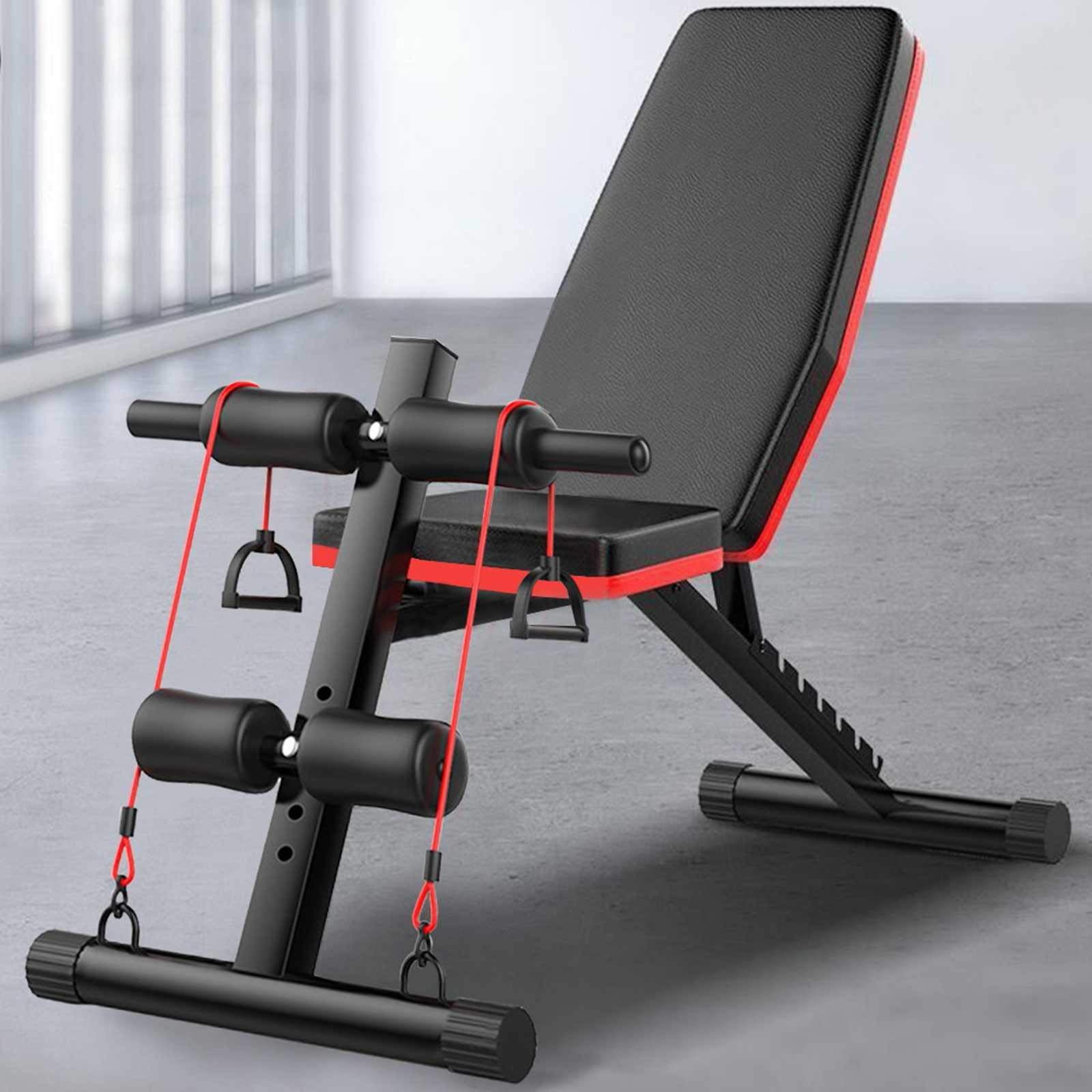 Adjustable Multi-Functional Weight Bench for Full Body Workout - Sit Up Incline Bench, Flat Fly Press & Leg Exercise Equipment with Fitness Rope | Perfect for Home Gym Strength Training & Core Workouts