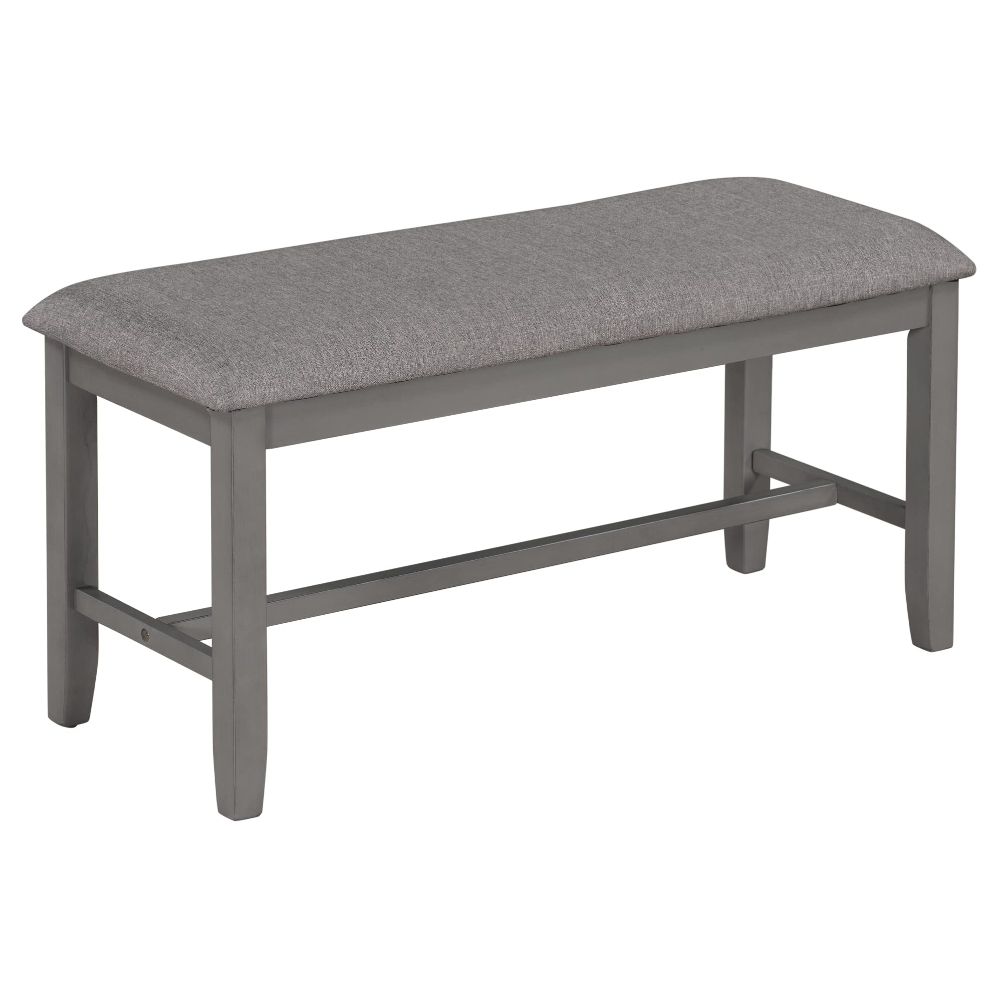 Farmhouse Dining Room Table Set with Bench and 6 Chairs - Solid Wood Kitchen Table & Upholstered Seating in Dark Grey - Perfect for Family Dinners, Entertaining Guests & Cozy Kitchen Gatherings