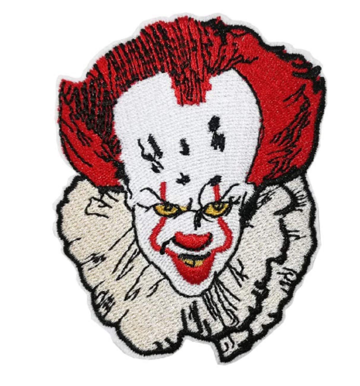 Classic Horror Movie Clown Face Embroidered 3-Inch Iron-On Patch for Costumes, Jackets & DIY Crafts - Perfect for Halloween & Cosplay