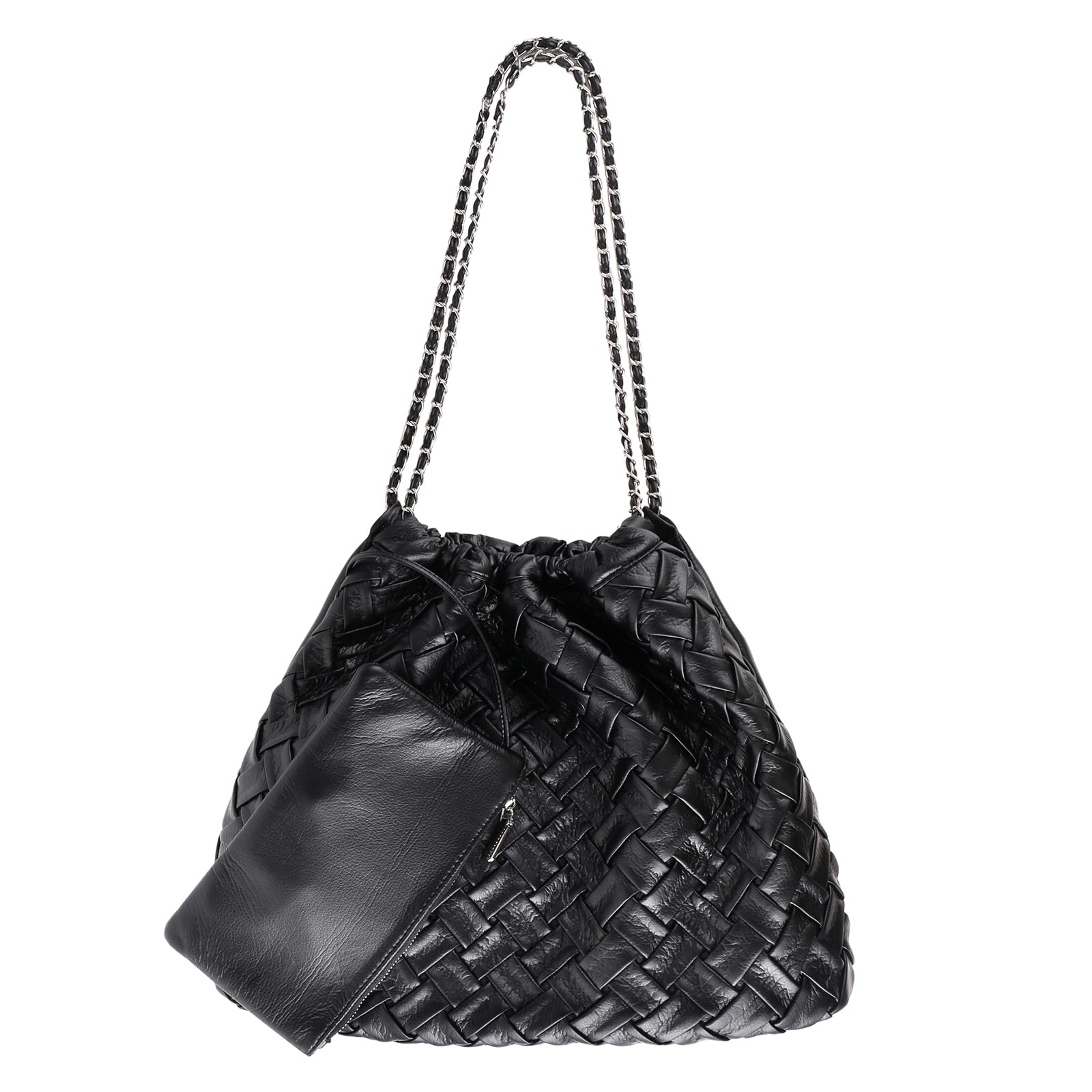 Women's Woven Leather Hobo Handbag & Tote Set - Stylish Shoulder Bags for Work & Travel
