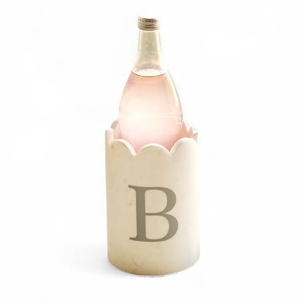Premium Marble Scalloped Wine Chiller - Elegant Stone Wine Cooler for White & Red Wine - Perfect for Dinner Parties, Weddings & Home Entertaining