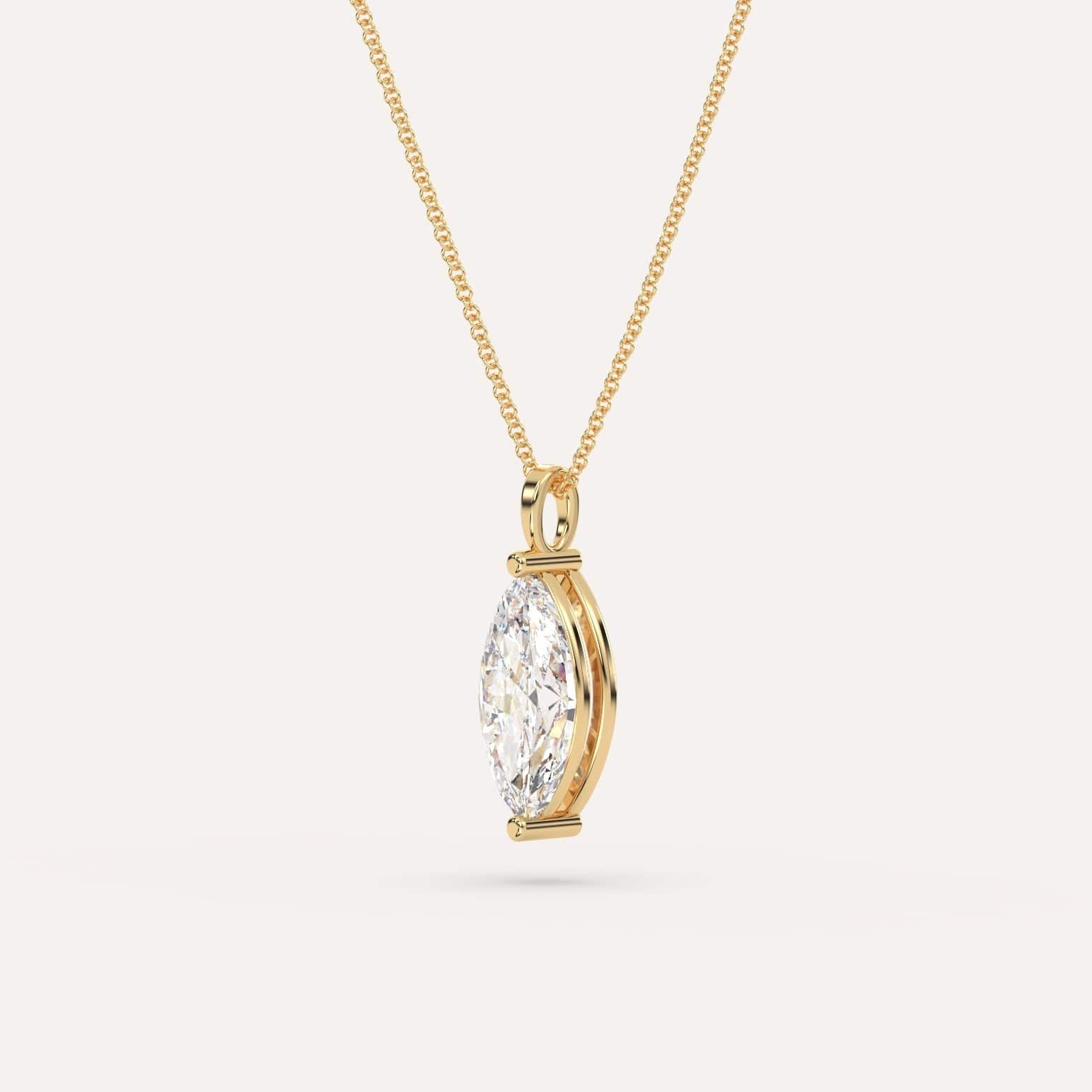 3 Carat Marquise Cut Diamond Pendant Necklace 14K White Gold - Elegant Jewelry Gift for Women, Anniversary, Valentine's Day & Special Occasions