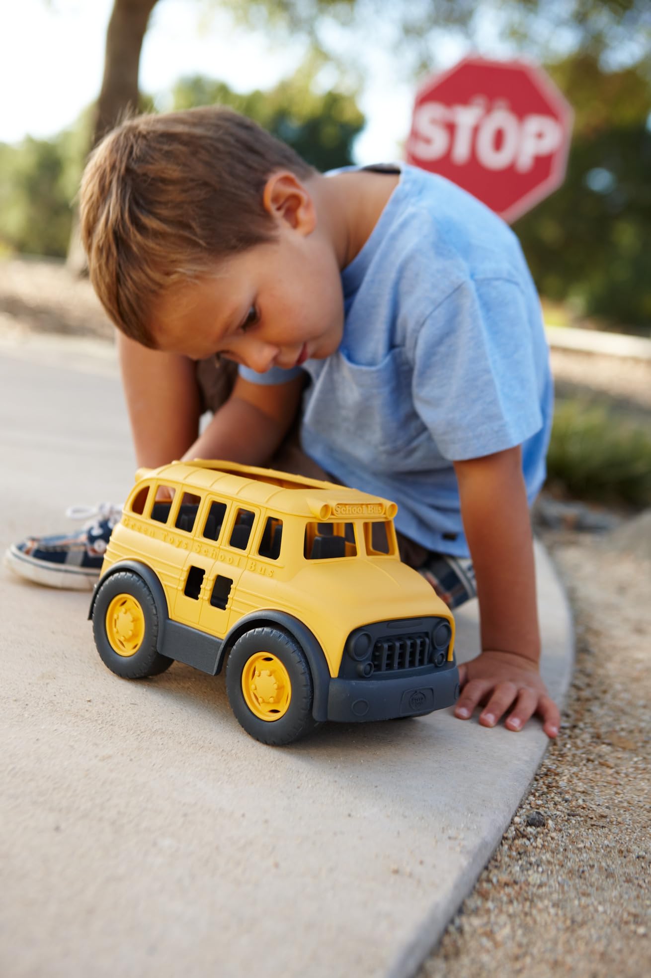 Green Toys Eco-Friendly School Bus - Yellow Toy Vehicle for Kids | Safe & Durable BPA-Free Plastic | Perfect for Pretend Play, Classroom Learning & Toddler Gifts