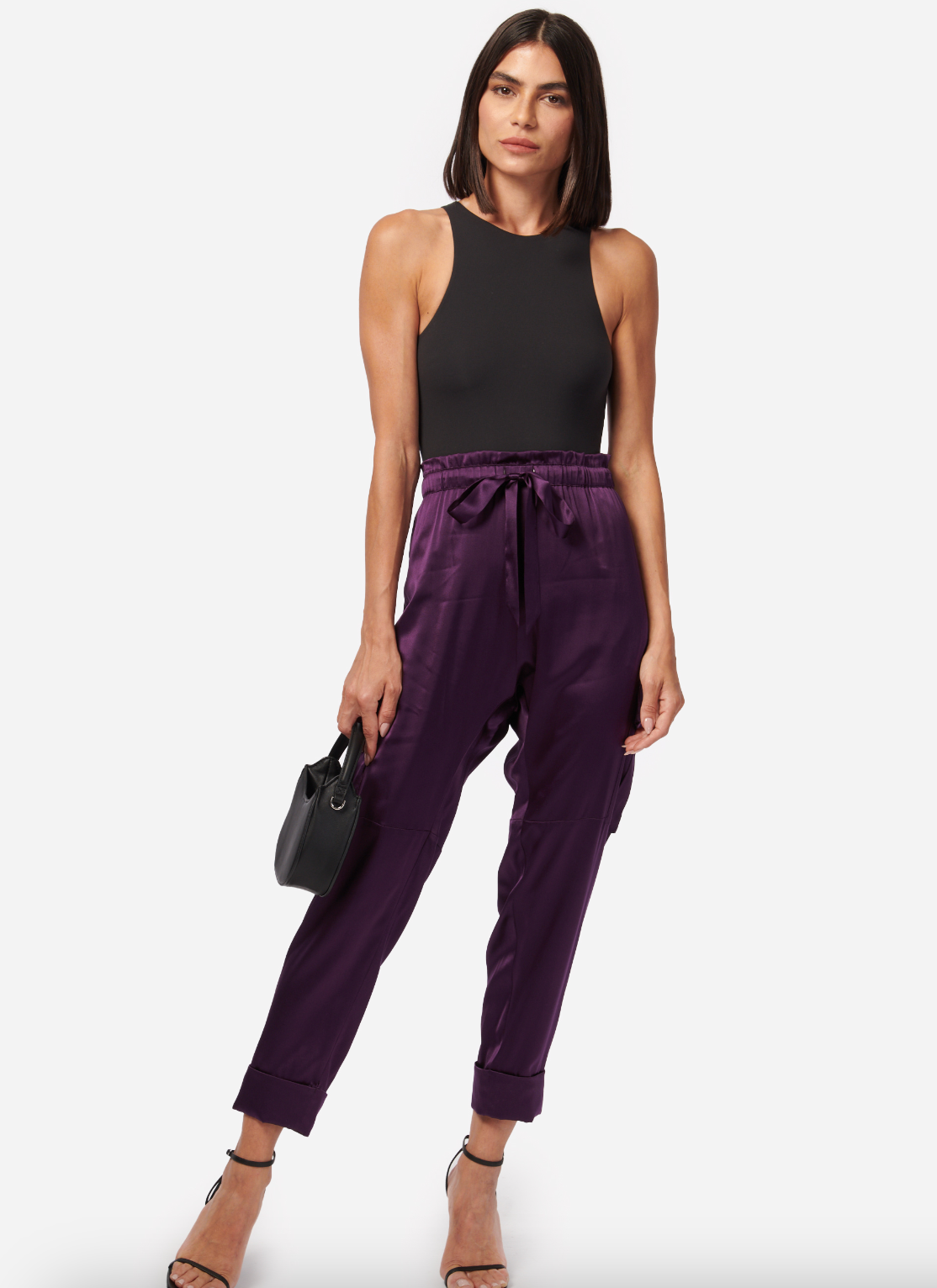 Carmen Cargo Pants for Women - Stretchy Comfortable Work Pants in Eggplant Purple - Perfect for Office, Travel & Casual Wear