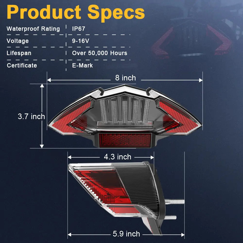 BMW Motorcycle LED Tail Light Kit - Integrated DRL Brake Light with Turn Signals | High Visibility Safety Lighting for Night Riding & Custom Bike Builds