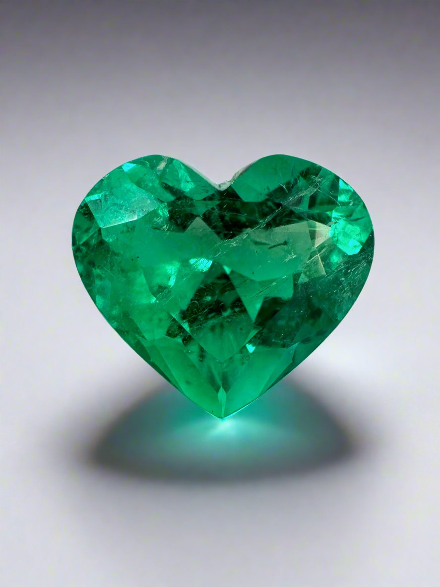4.92 Carat 11x13mm AAA+ Vivid Green Natural Colombian Loose Emerald Heart Cut Gemstone for Jewelry Making & Engagement Rings