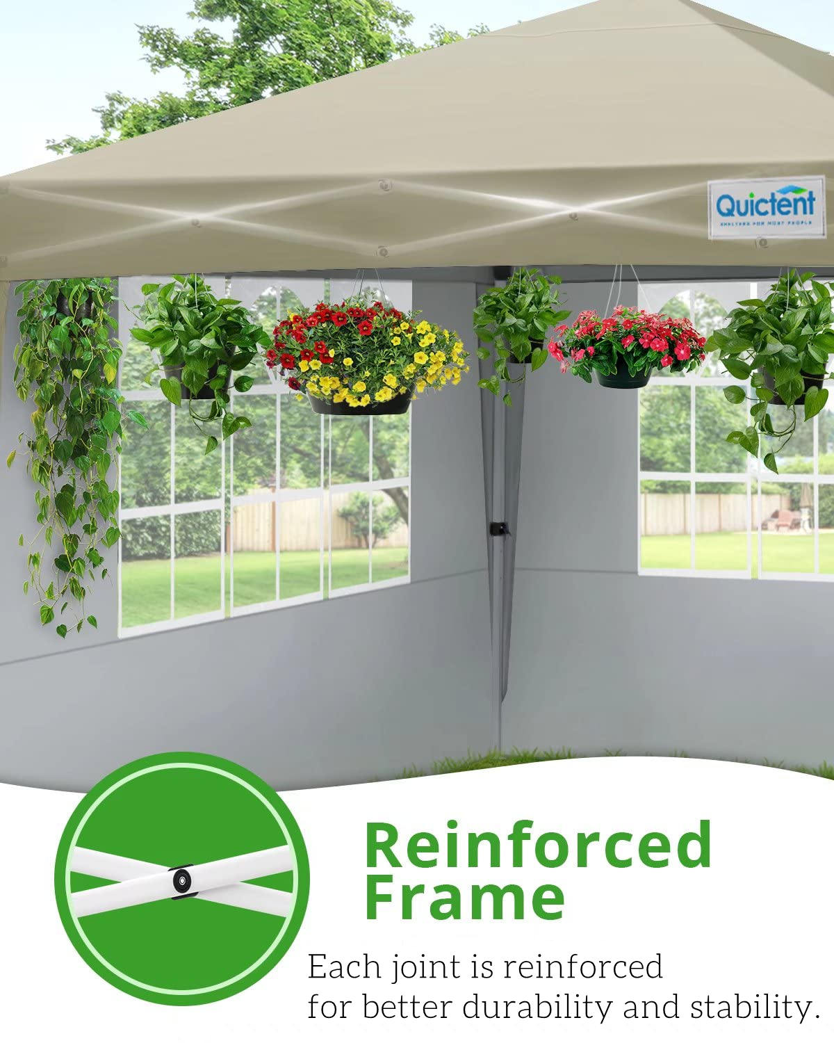 10'x10' Upgraded Pop Up Canopy Tent with Sidewalls - Waterproof Outdoor Shelter for Camping, Beach, Picnics & Backyard Parties