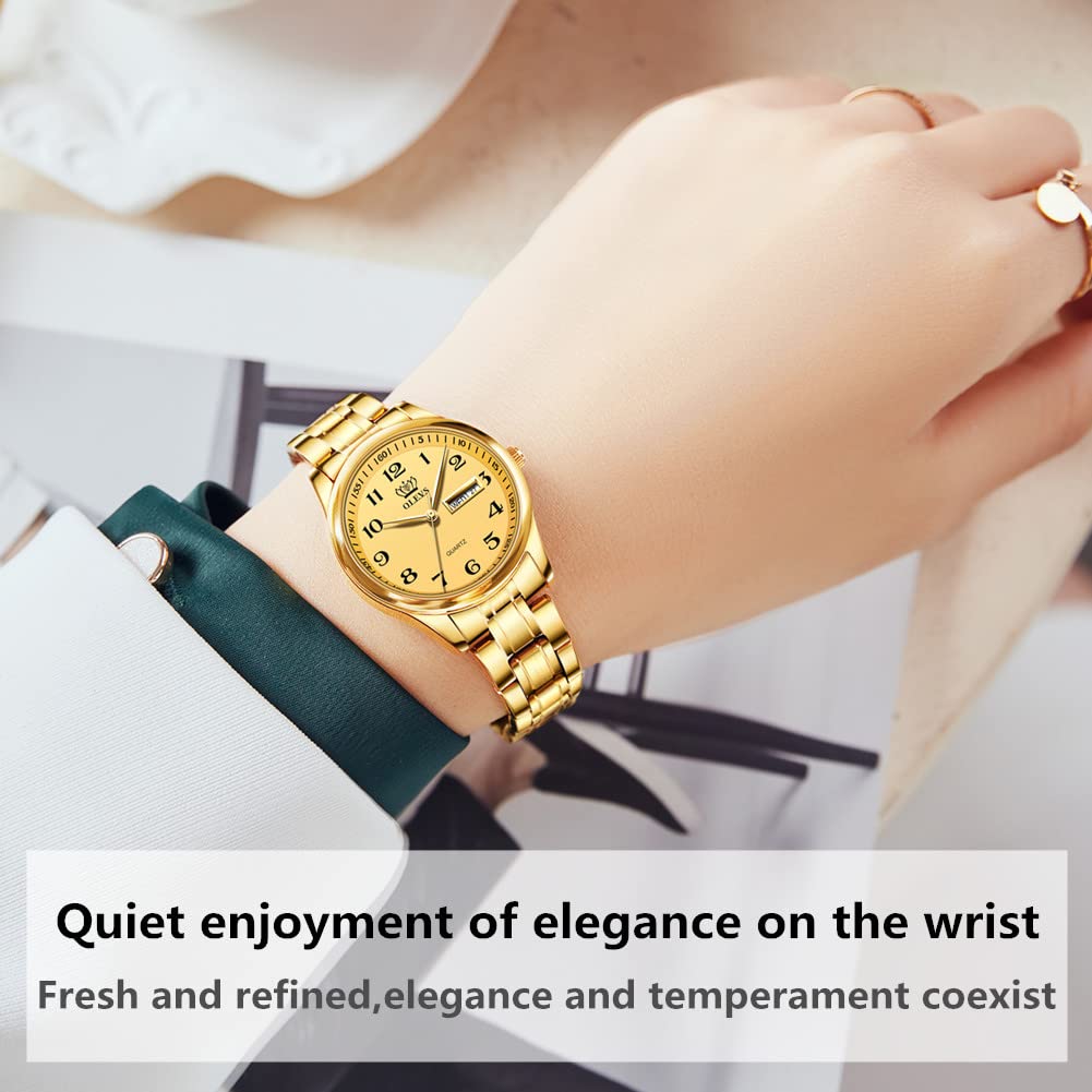 OLEVS Women's Classic Analog Quartz Watch - Stainless Steel Waterproof Roman Numeral Date Wristwatch for Business & Casual Wear | Perfect for Office, Daily Use & Special Occasions