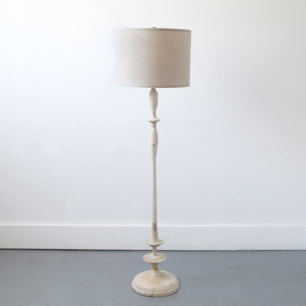 Cybil Whitewash Floor Lamp - Modern Farmhouse Style Adjustable Standing Light for Living Room, Bedroom & Office - Warm Ambient Lighting for Home Decor