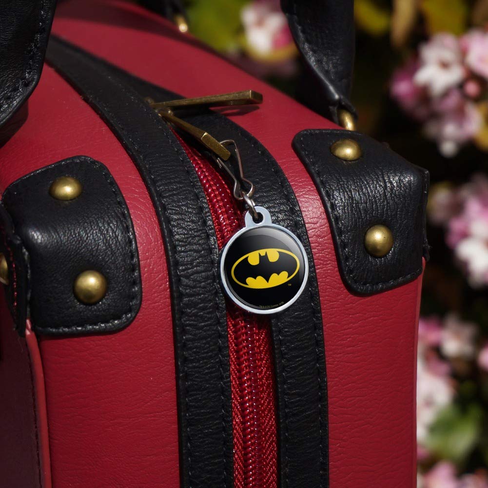 Batman Classic Bat Shield Logo Jacket Handbag Purse Luggage Backpack Zipper Pull Charm - Cosplay Accessories & Superhero Fan Gifts for Comic Con, Halloween & DC Collectors