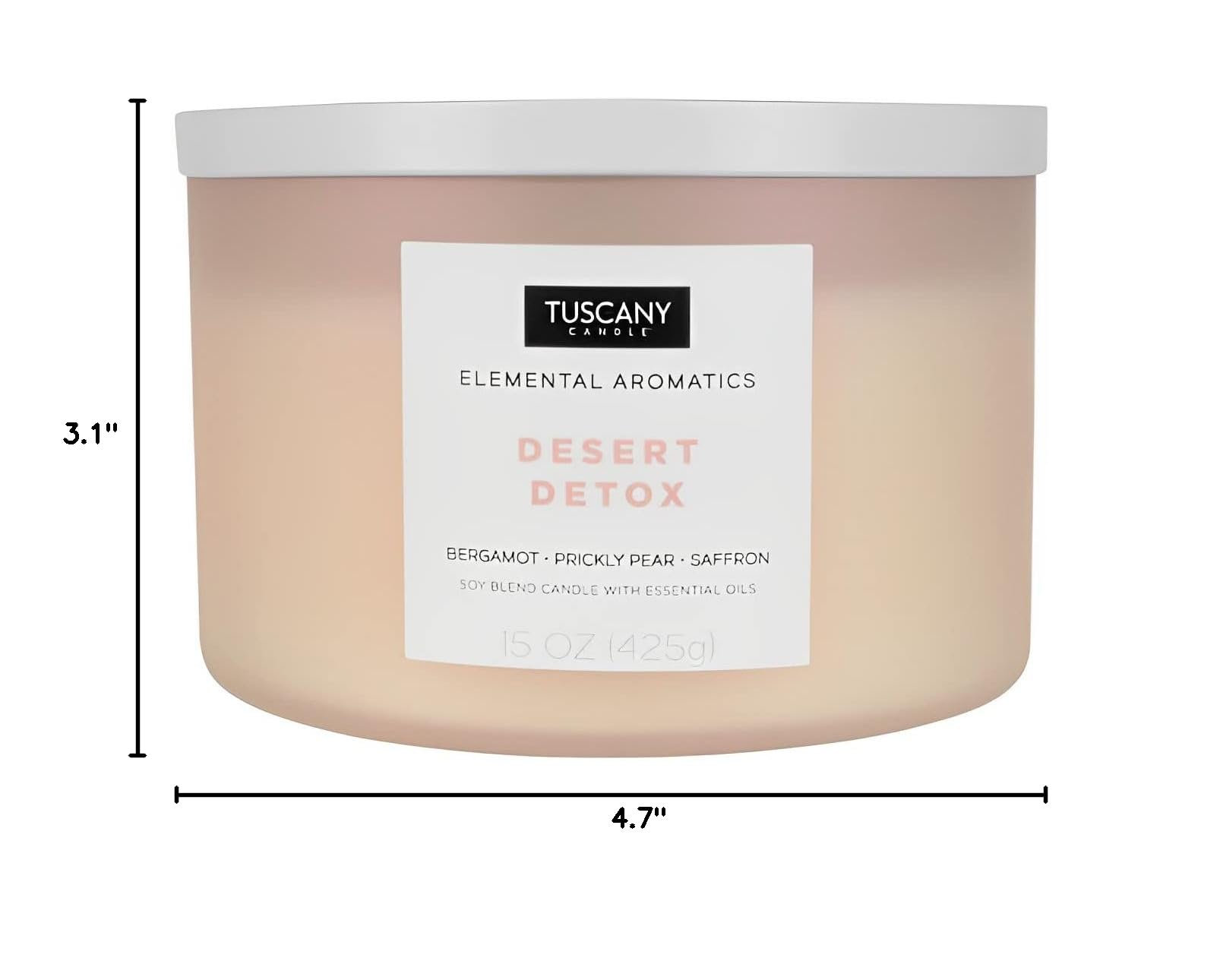 Tuscany Candle Desert Detox - 15oz Bergamot Scented Aromatherapy Candle for Relaxation, Stress Relief & Home Spa | Perfect for Bedroom, Bathroom & Meditation Spaces