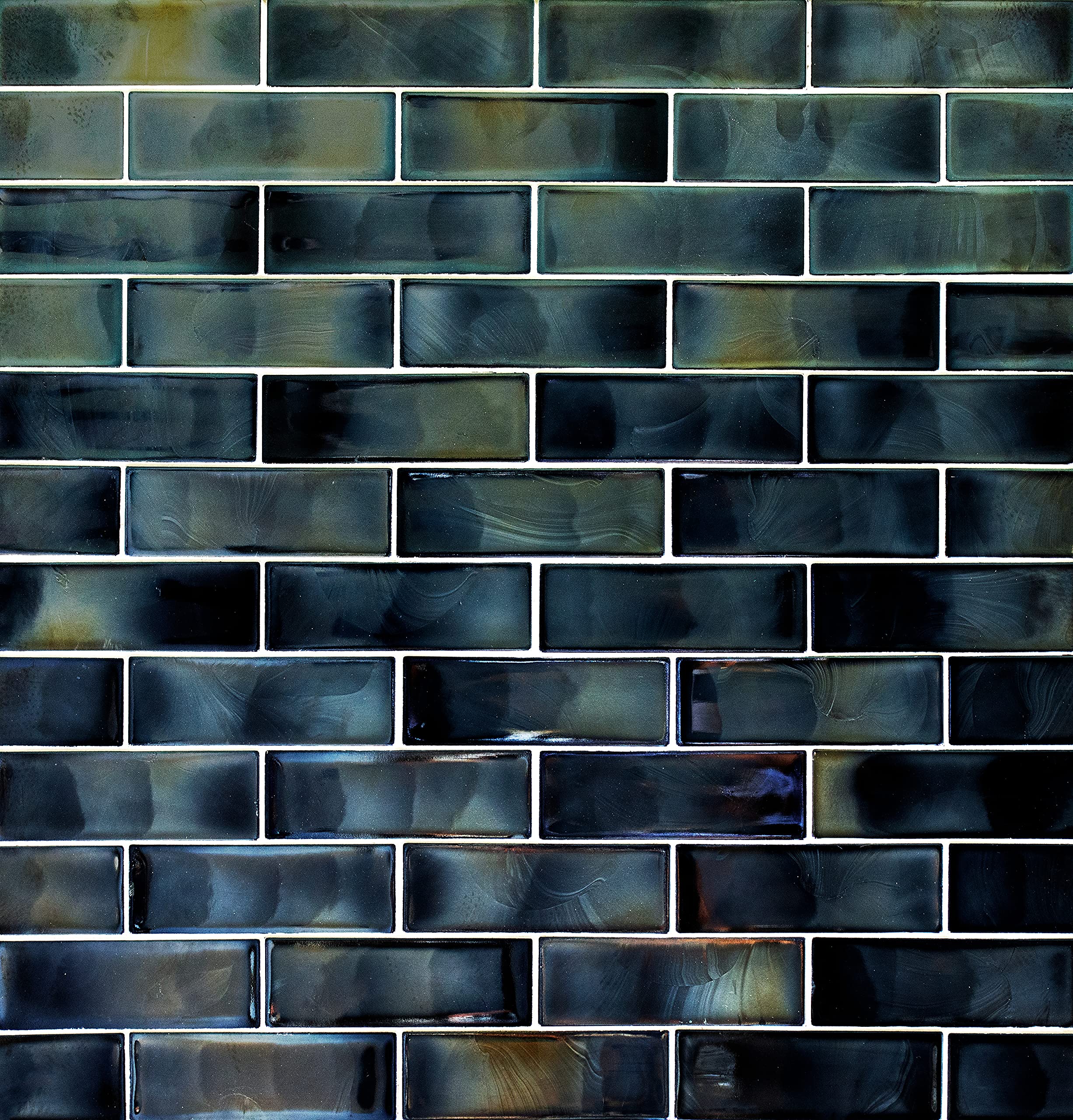 MSI Carbonita 11.75x11.75 Inch Glass Subway Tile - 2x6 Inch Mesh-Mounted Mosaic for Kitchen Backsplash, Bathroom & Shower Wall - Waterproof & Easy to Clean - Perfect for Modern Home Renovation
