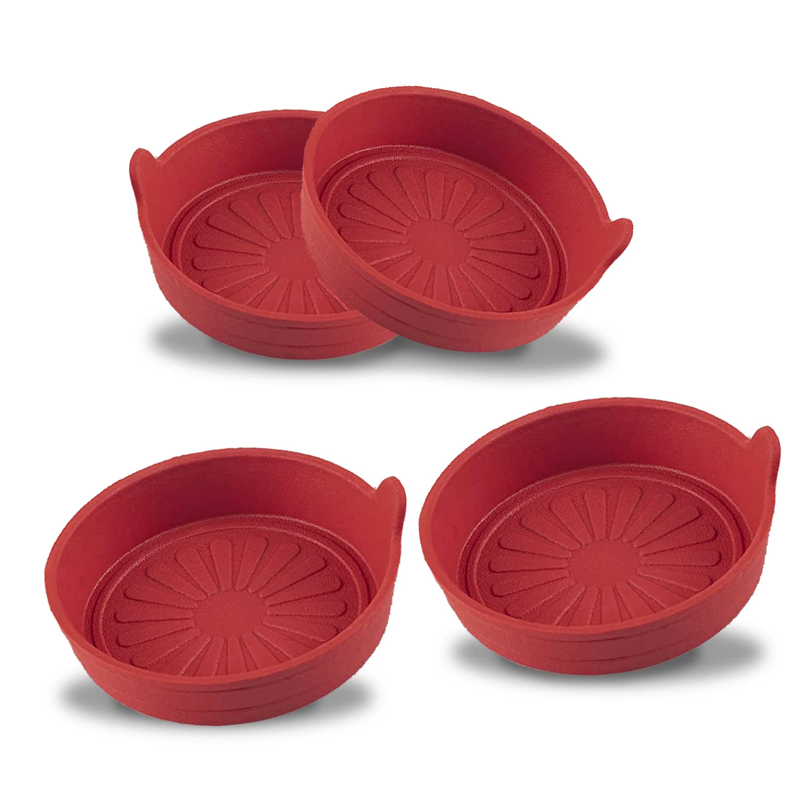 Gseigvee 4 Pack Universal Silicone Car Cup Holder Coasters - Non-Slip Drink Mats for Vehicle Cup Holders, Durable Car Interior Accessories for Men & Women (Red) - Perfect for Coffee, Soda Cans & Water Bottles in Cars, Trucks & SUVs